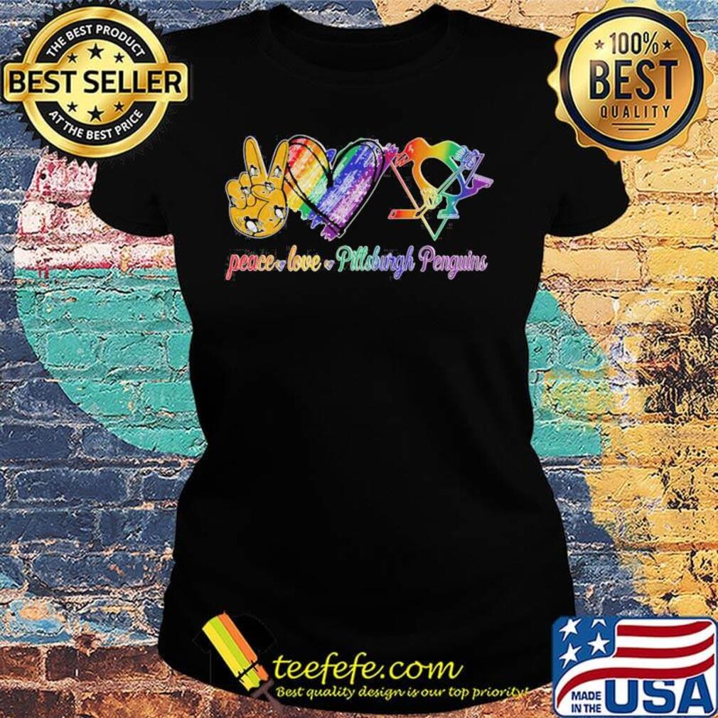 Lgbt peace love pittsburgh penguins s Ladies tee Lgbt peace love pittsburgh penguins s Ladies tee