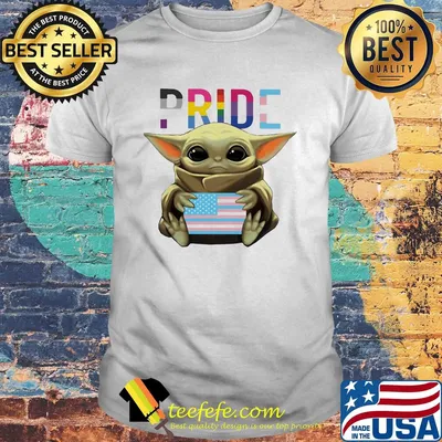 Lgbt pride baby yoda hug american flag independence day shirt