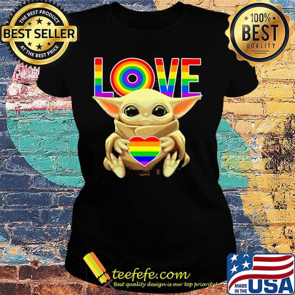 Lgbt star wars baby yoda hug love heart s Ladies tee Lgbt star wars baby yoda hug love heart s Ladies tee