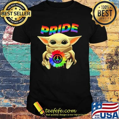 Lgbt star wars baby yoda hug peace sunflower pride shirt