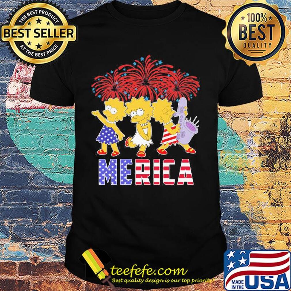 Lisa simpson merica firework american flag independence day shirt
