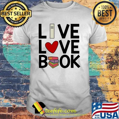 Live love book heart shirt