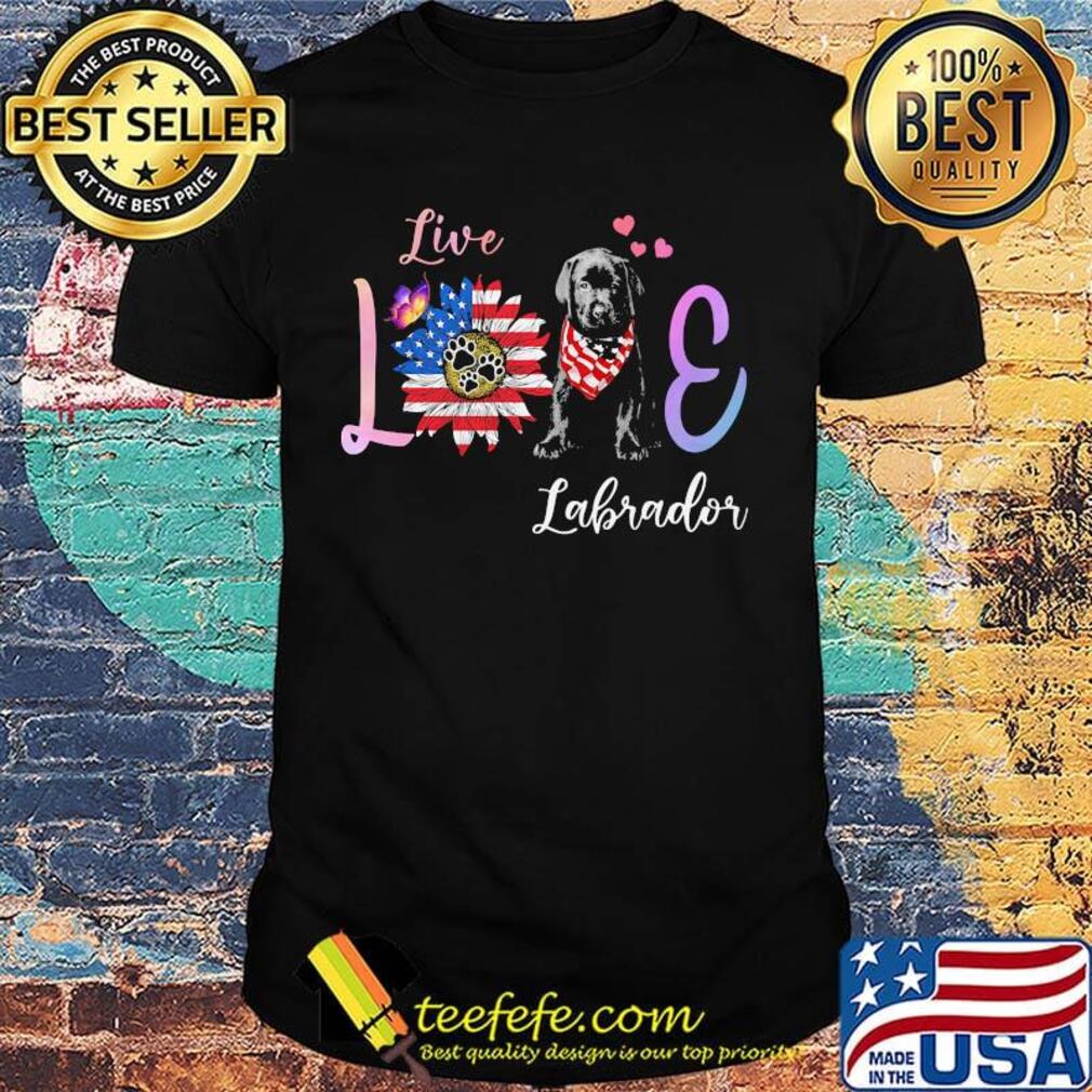 Live love paw labrador sunflower butterfly american flag independence day shirt
