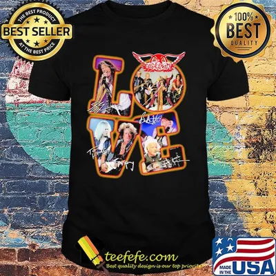 Love aerosmith band members signatures shirt