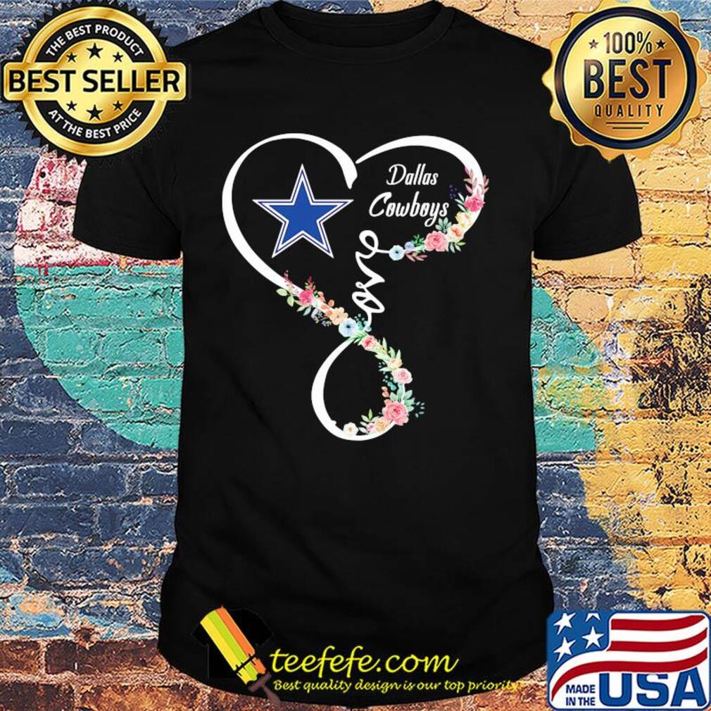 Love dallas cowboys football heart flowers shirt