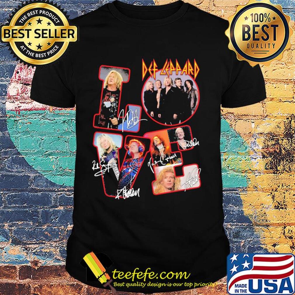 Love def-leppard band members signatures shirt
