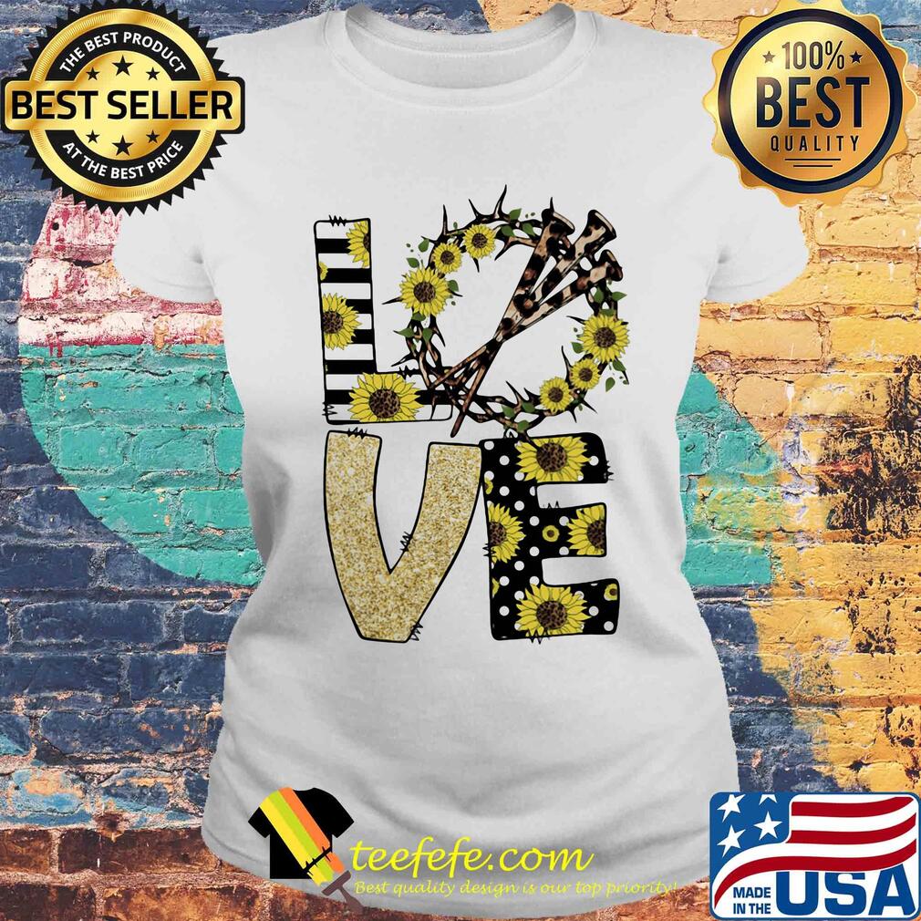 Love god sunflowers leopard diamond s Laides tee Love god sunflowers leopard diamond s Laides tee