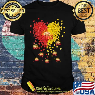 Love gold coast suns logo hearts light shirt