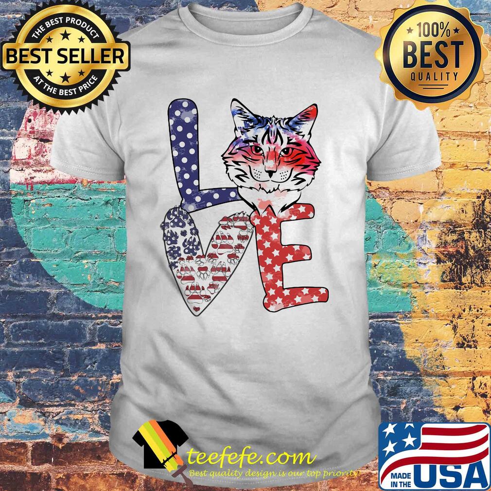 Love heart tiger paw American flag veteran Independence Day shirt