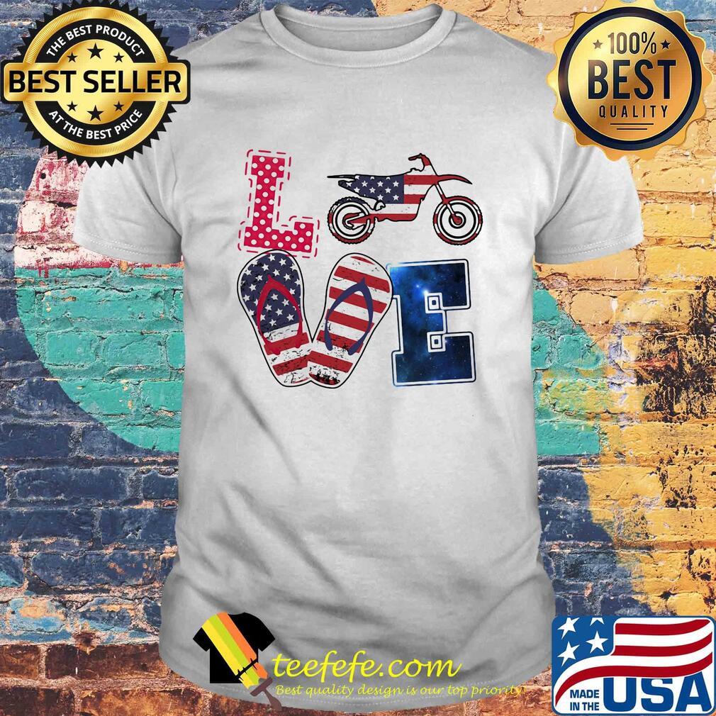 Love motocross American flag veteran Independence day shirt