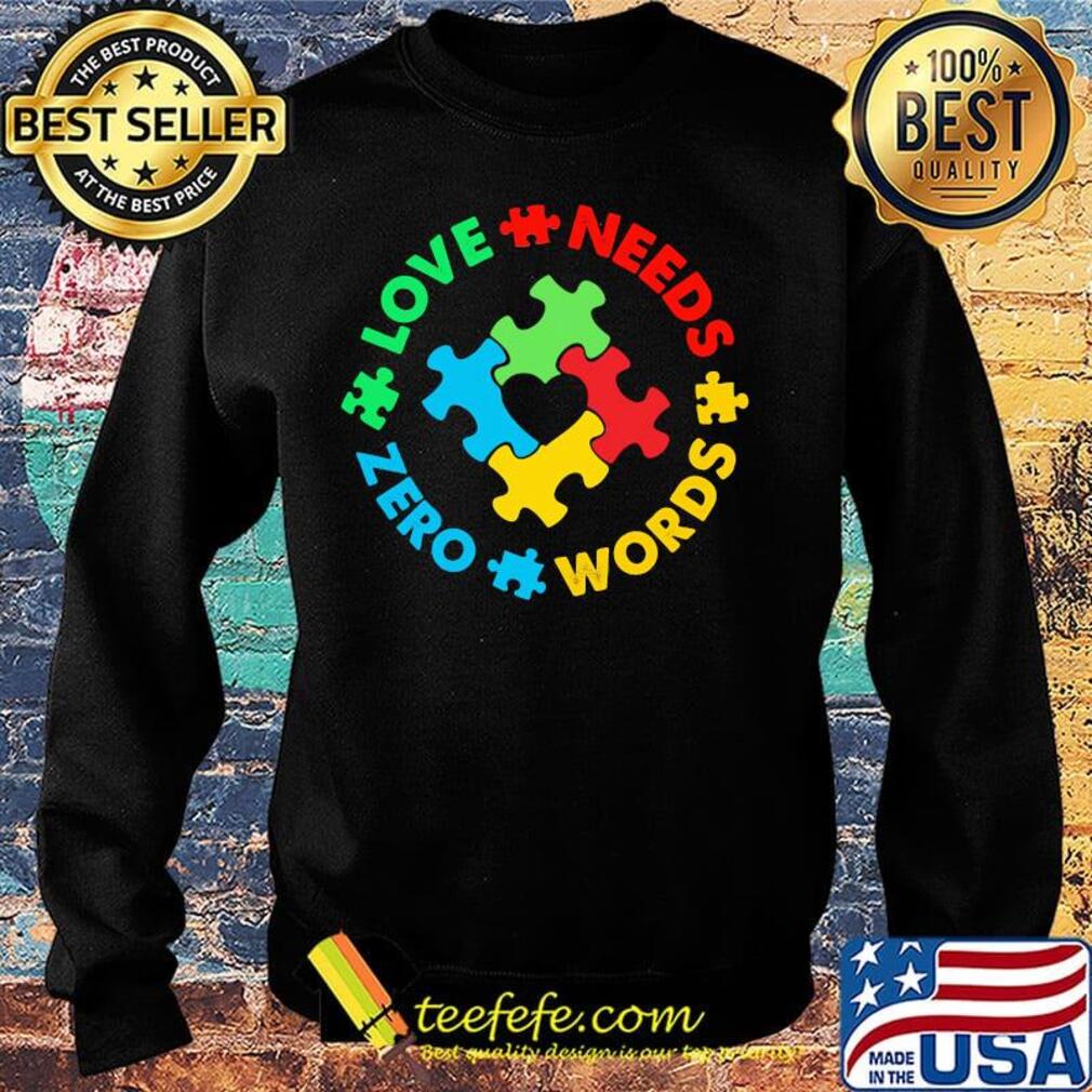 Love Needs Words Zero Green Red Words Blue Insert Shirt Sweater Love Needs Words Zero Green Red Words Blue Insert Shirt Sweater