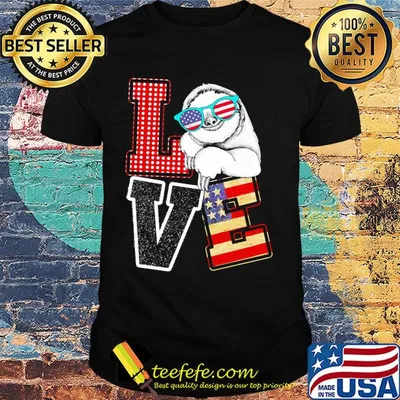Love sloth American flag veteran Independence day shirt