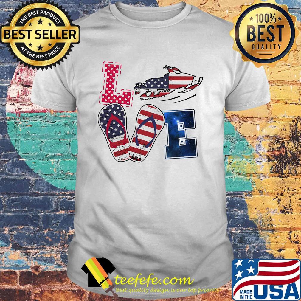 Love snowmobile sandals american flag independence day shirt