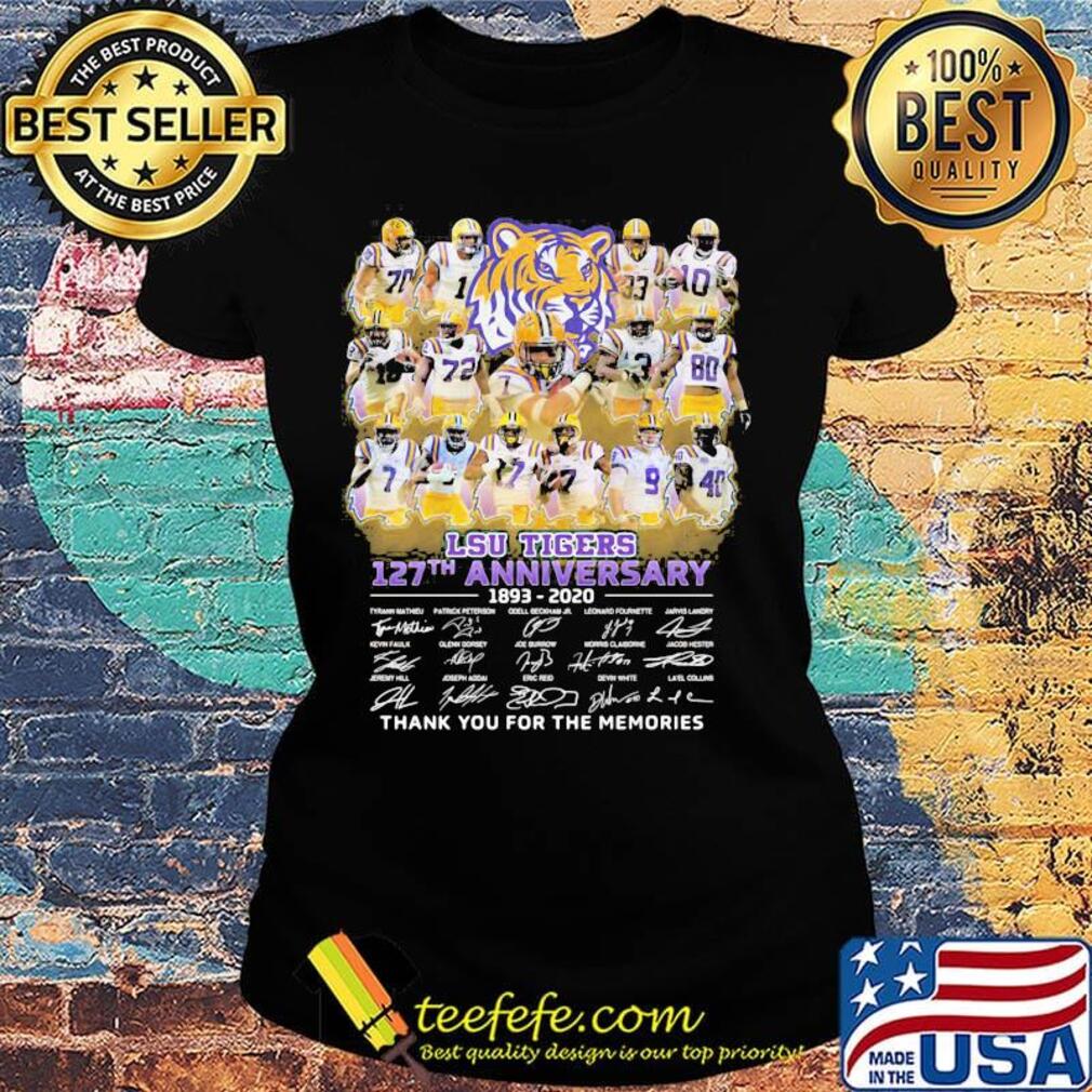 Lsu tigers 127th anniversary 1893 2020 thank you for the memories signatures s Ladies tee Lsu tigers 127th anniversary 1893 2020 thank you for the memories signatures s Ladies tee