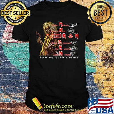 Maiden iron thank you for the memories band members signatures shirt