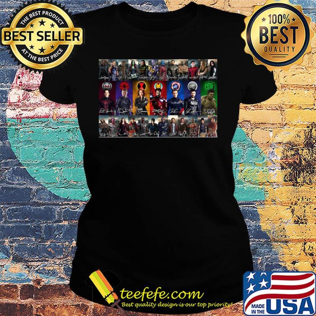 Marvel super heroes characters signatures s Ladies tee Marvel super heroes characters signatures s Ladies tee