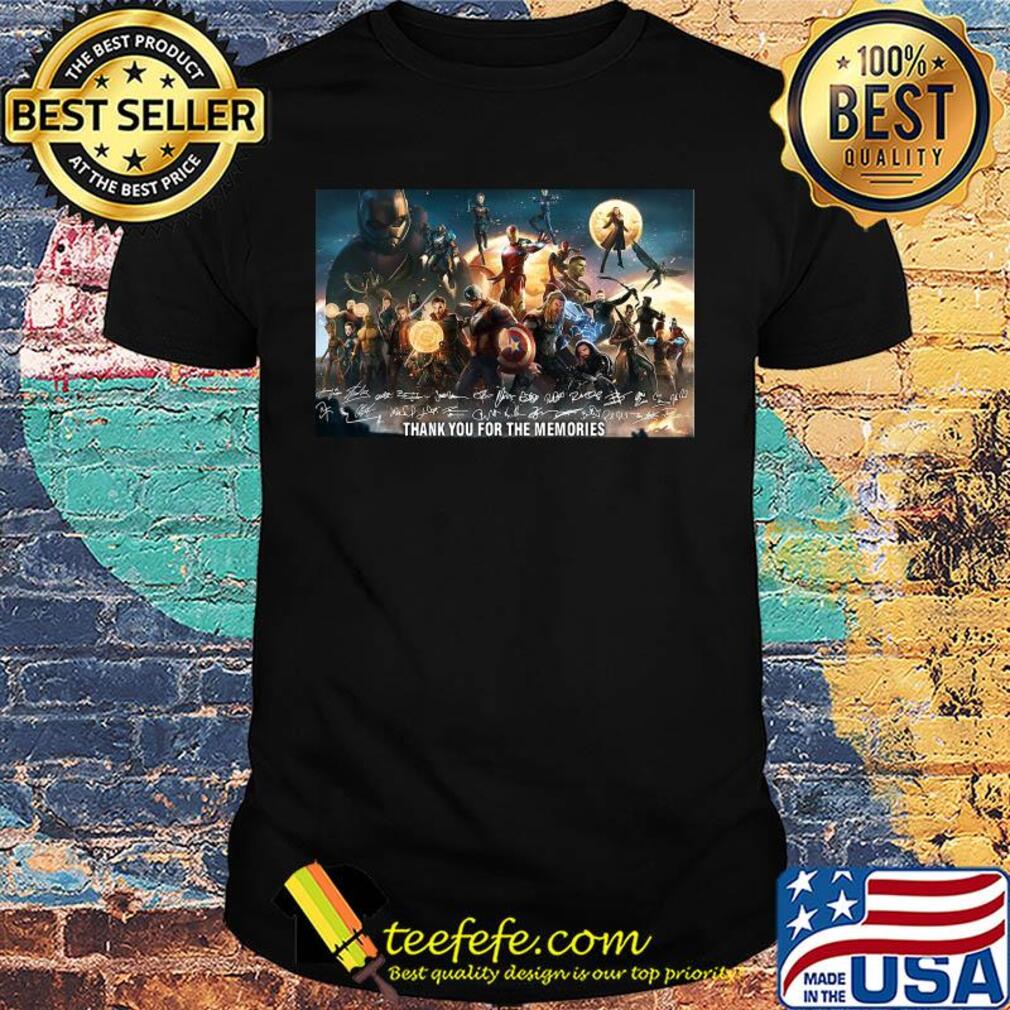 Marvel super heroes thank you for the memories characters signatures shirt
