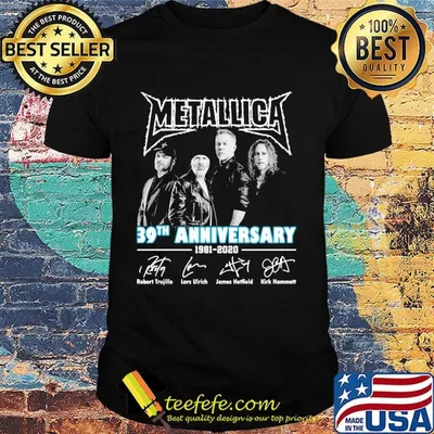 Metallica 39th anniversary 1981 2020 robert trujillo lars ulrich james hetfield kirk hammett signatures shirt