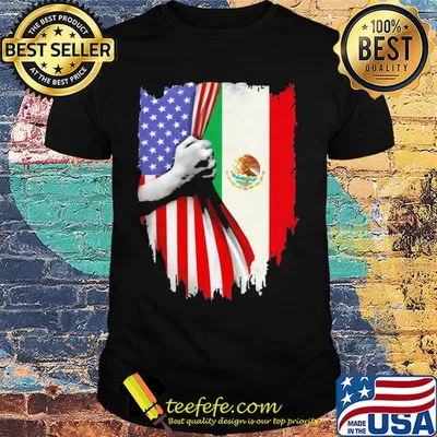 Mexican flag and American flag veteran Independence day hand shirt