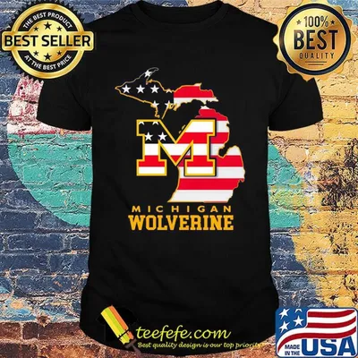 Michigan Wolverine American Flag Map Independence Day Shirt