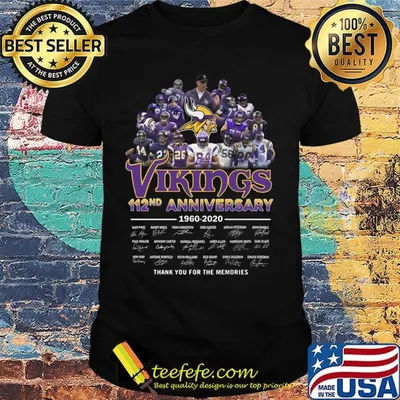 Minnesota vikings 112nd anniversary 1960 2020 thank you for the memories signatures shirt