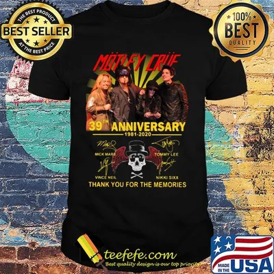 Motley crue 39th anniversary 1981 2020 thank you for the memories signatures shirt