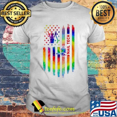 Nail tech tie dye americain flag independence day shirt