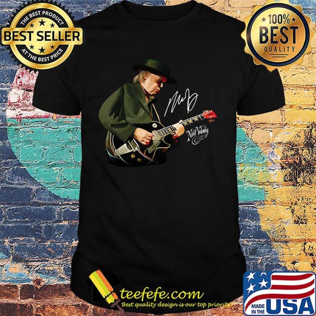 Neil young playing guitar signature art shirt