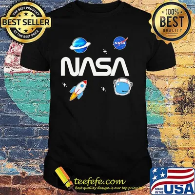 Neon riot nasa planets black shirt