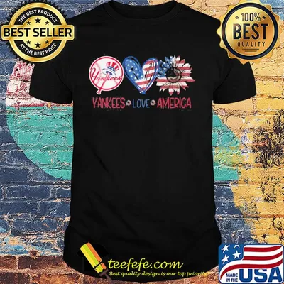 New york yankees love american flag independence day sunflower heart shirt