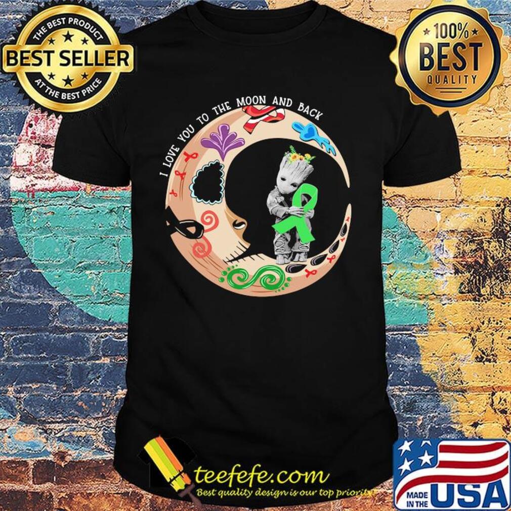 Nightmare i love to the moon and back baby groot hug cancer awareness green shirt