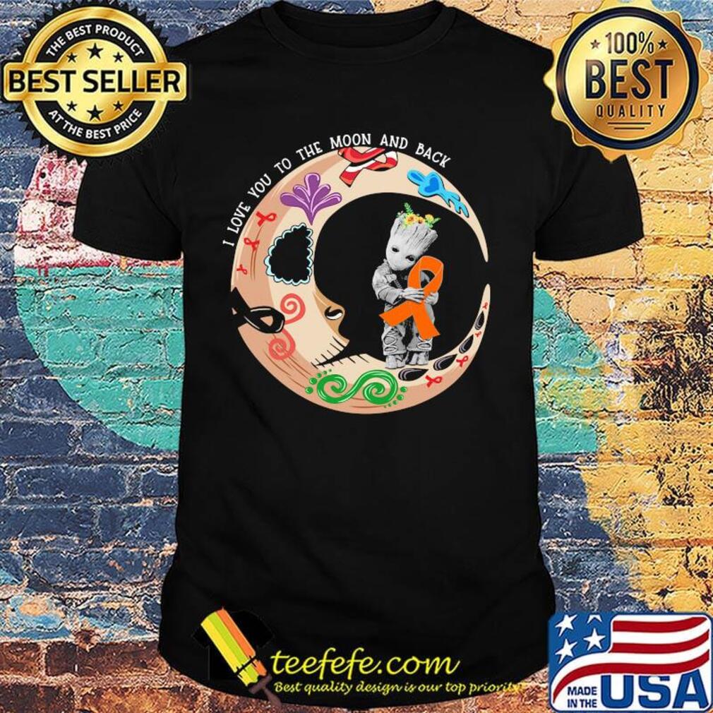 Nightmare i love to the moon and back baby groot hug cancer awareness orange shirt Nightmare i love to the moon and back baby groot hug cancer awareness orange shirt