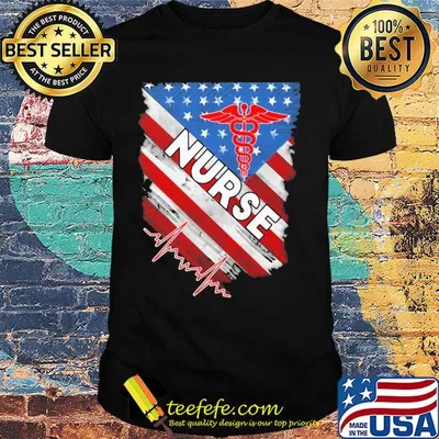 Nurse heartbeat american flag independence day shirt