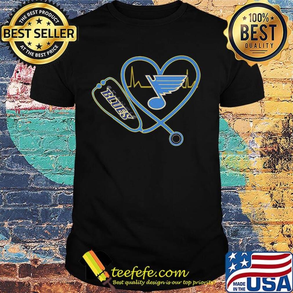 Nurse st. Louis blues stethoscope heart heartbeat shirt