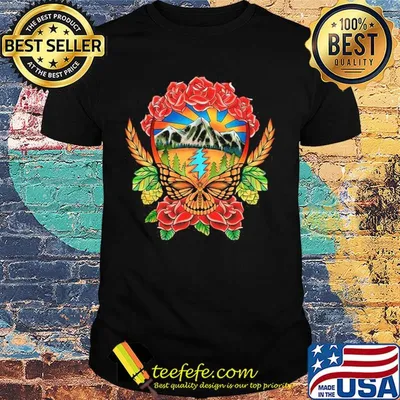 Official Butterfly skull flower shirt