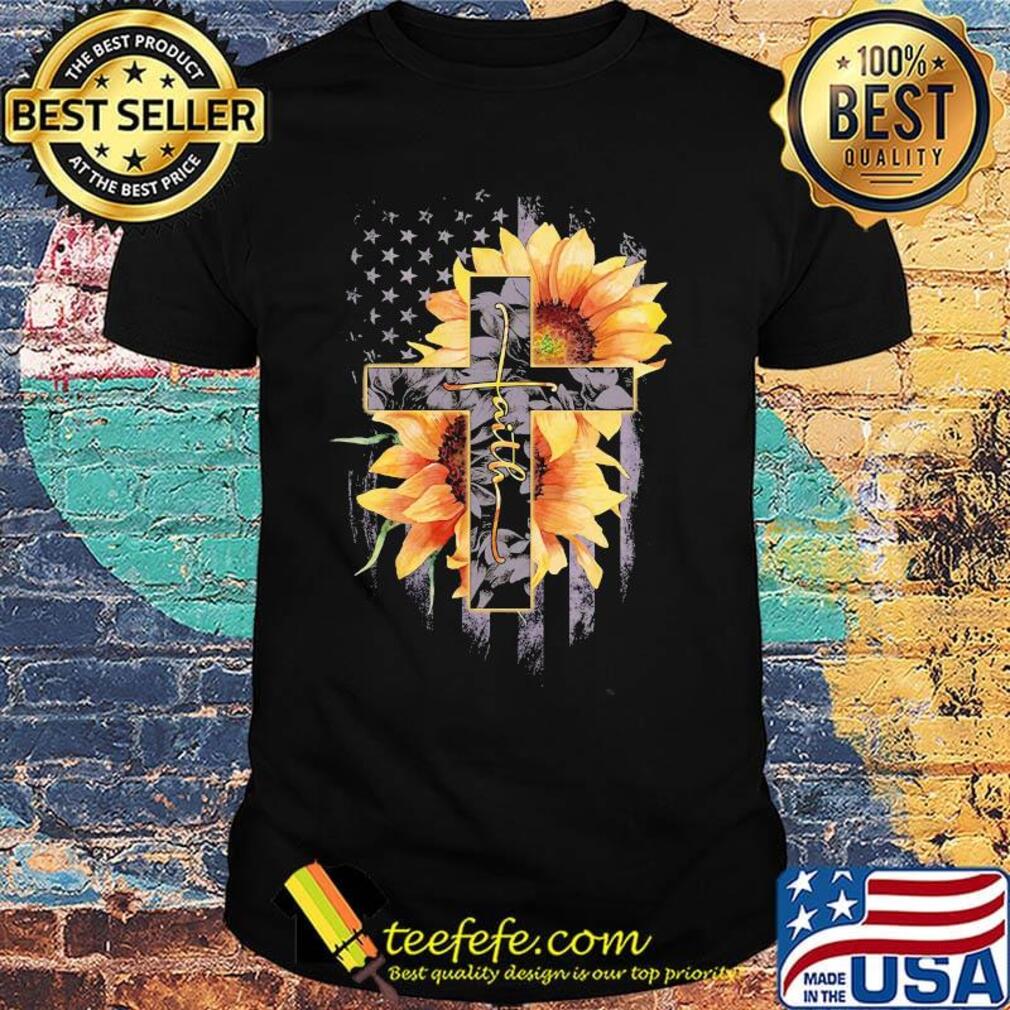 Official faith cross sunflower american flag version shirt
