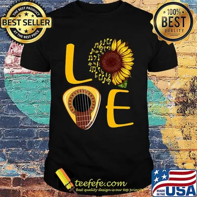 Official love guitar sunflower shirt