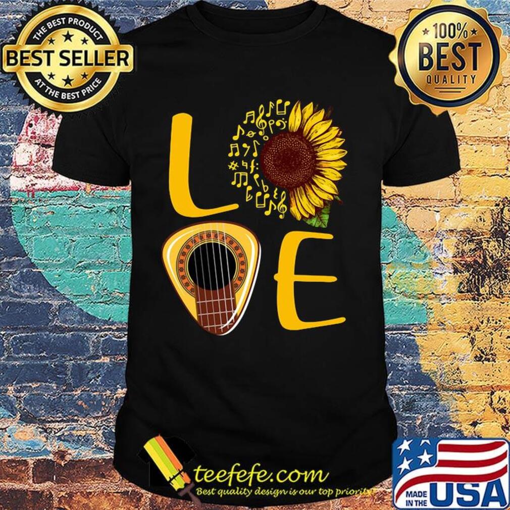 Official love guitar sunflower shirt