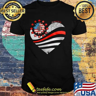 Official Sunflower Heart American Flag Independence Day Shirt