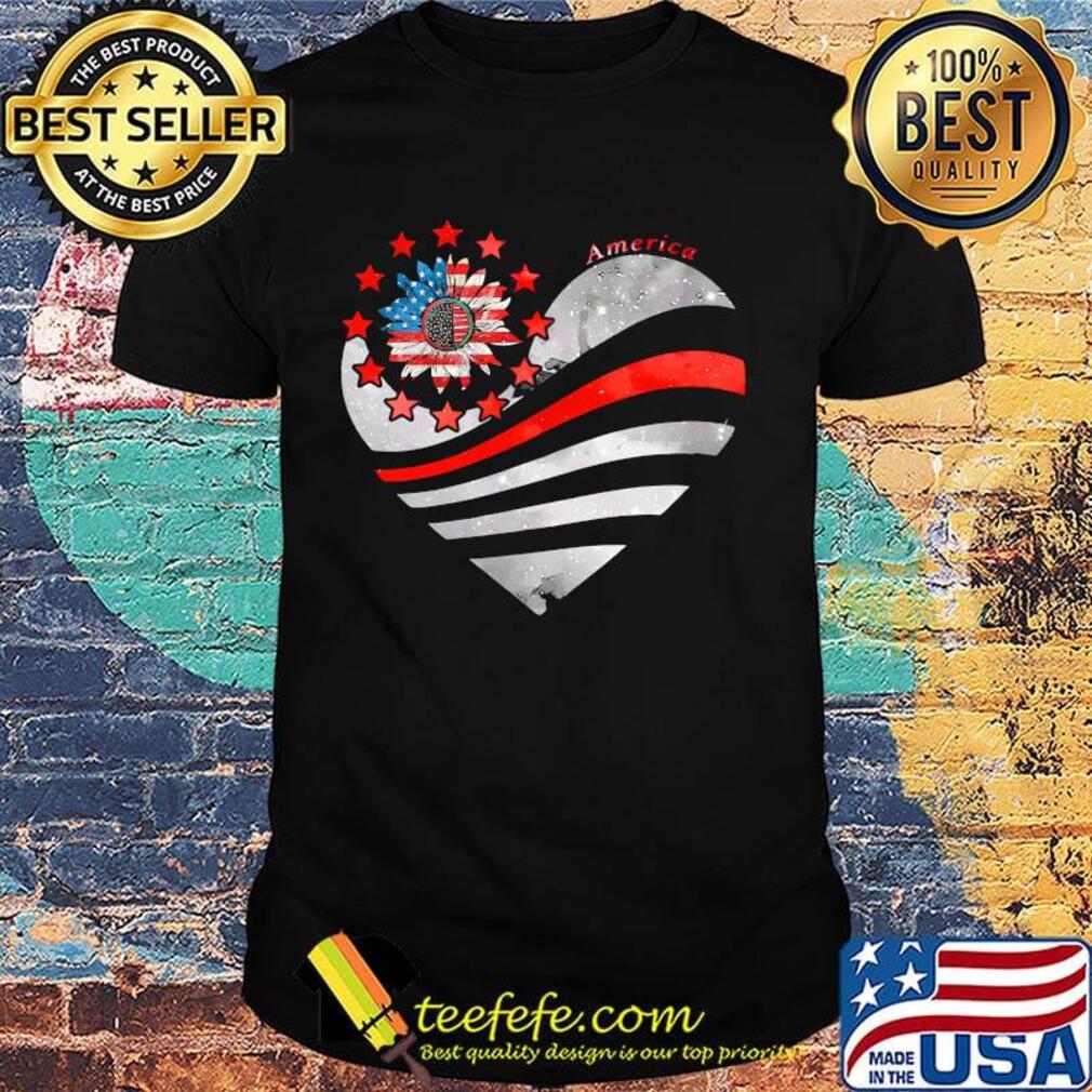 Official Sunflower Heart American Flag Independence Day Shirt