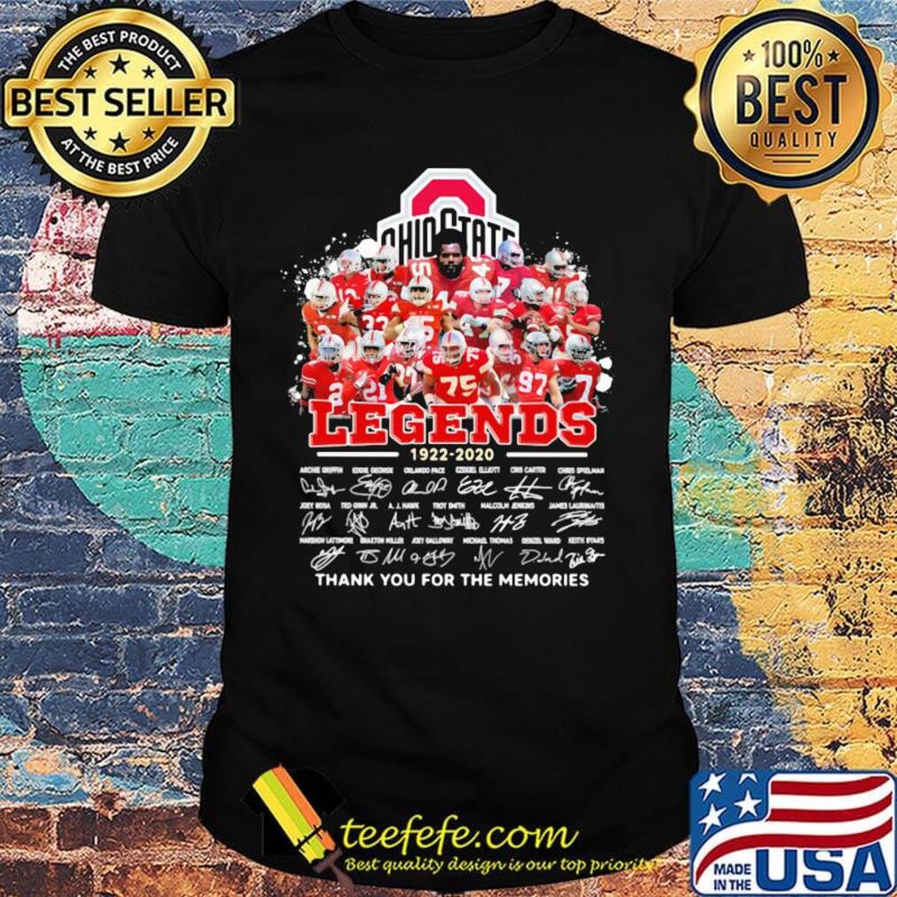 Ohio state buckeyes legends 1922 2020 thank you for the memories signatures shirt