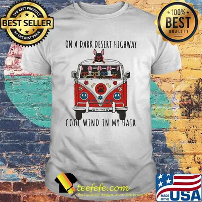 ON A DARK DESERT HIGHWAY DOG FEEL COOL WIND IN MY HAIR BE FREE CAR SHIRT