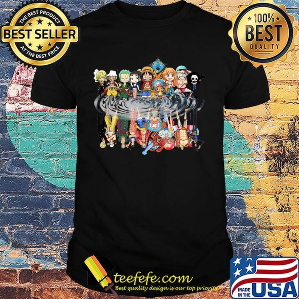 One piece cartoon chibi characters water reflection shirt One piece cartoon chibi characters water reflection shirt