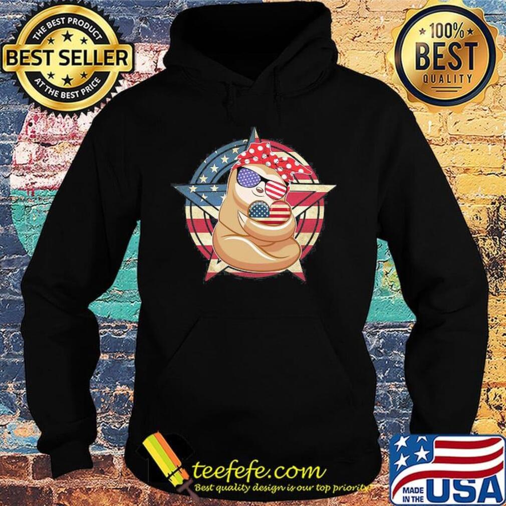 Patriotic Sloth American Flag Heart 4th of July T-s Hoodie Patriotic Sloth American Flag Heart 4th of July T-s Hoodie