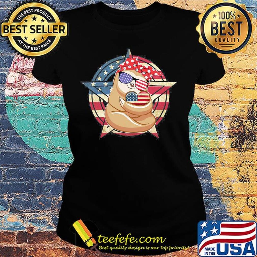 Patriotic Sloth American Flag Heart 4th of July T-s Ladies tee Patriotic Sloth American Flag Heart 4th of July T-s Ladies tee