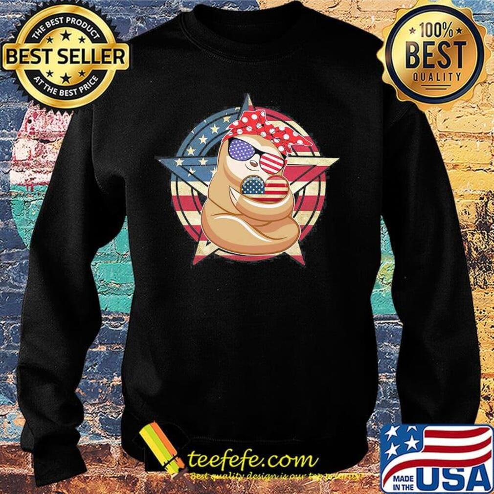 Patriotic Sloth American Flag Heart 4th of July T-s Sweater Patriotic Sloth American Flag Heart 4th of July T-s Sweater