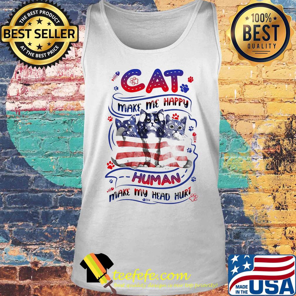 Paw cat make me happy human make my head hurt american flag independence day s Tank top Paw cat make me happy human make my head hurt american flag independence day s Tank top