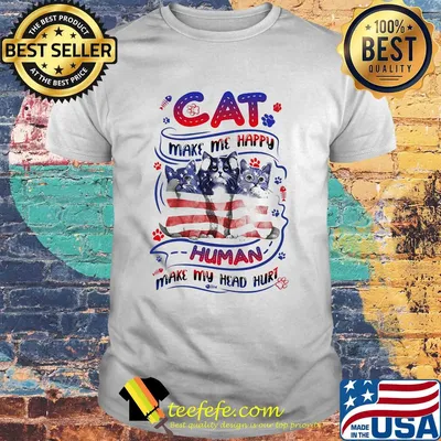 Paw cat make me happy human make my head hurt american flag independence day shirt