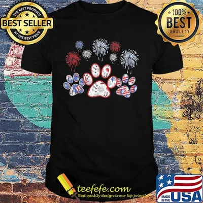 Paws dog firework america 4th of july independence day shirt