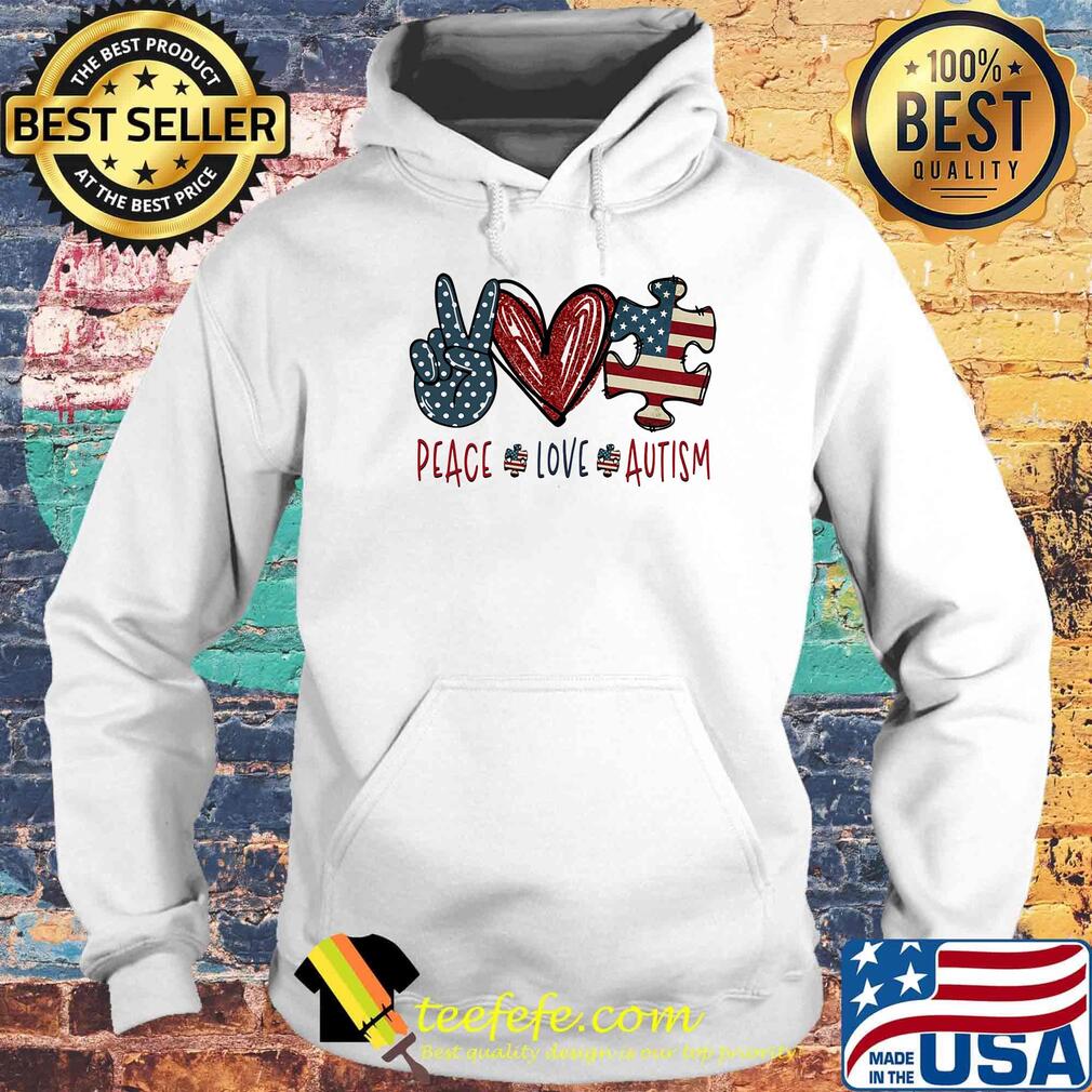 Peace love autism American flag heart s Hoodie Peace love autism American flag heart s Hoodie